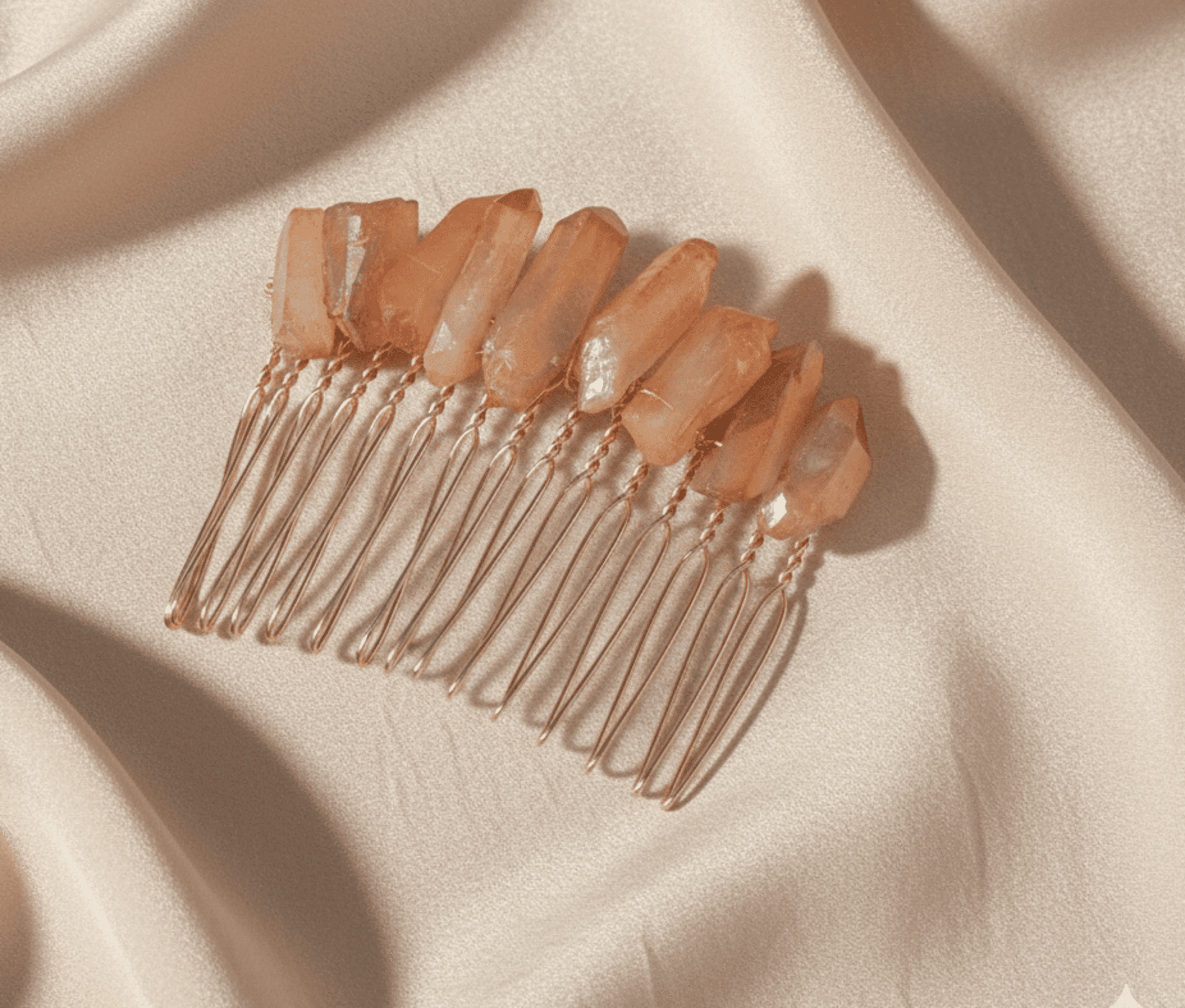 Peineta Dorelia Piedras de Cuarzo Engarzada Hecha a Mano - 8