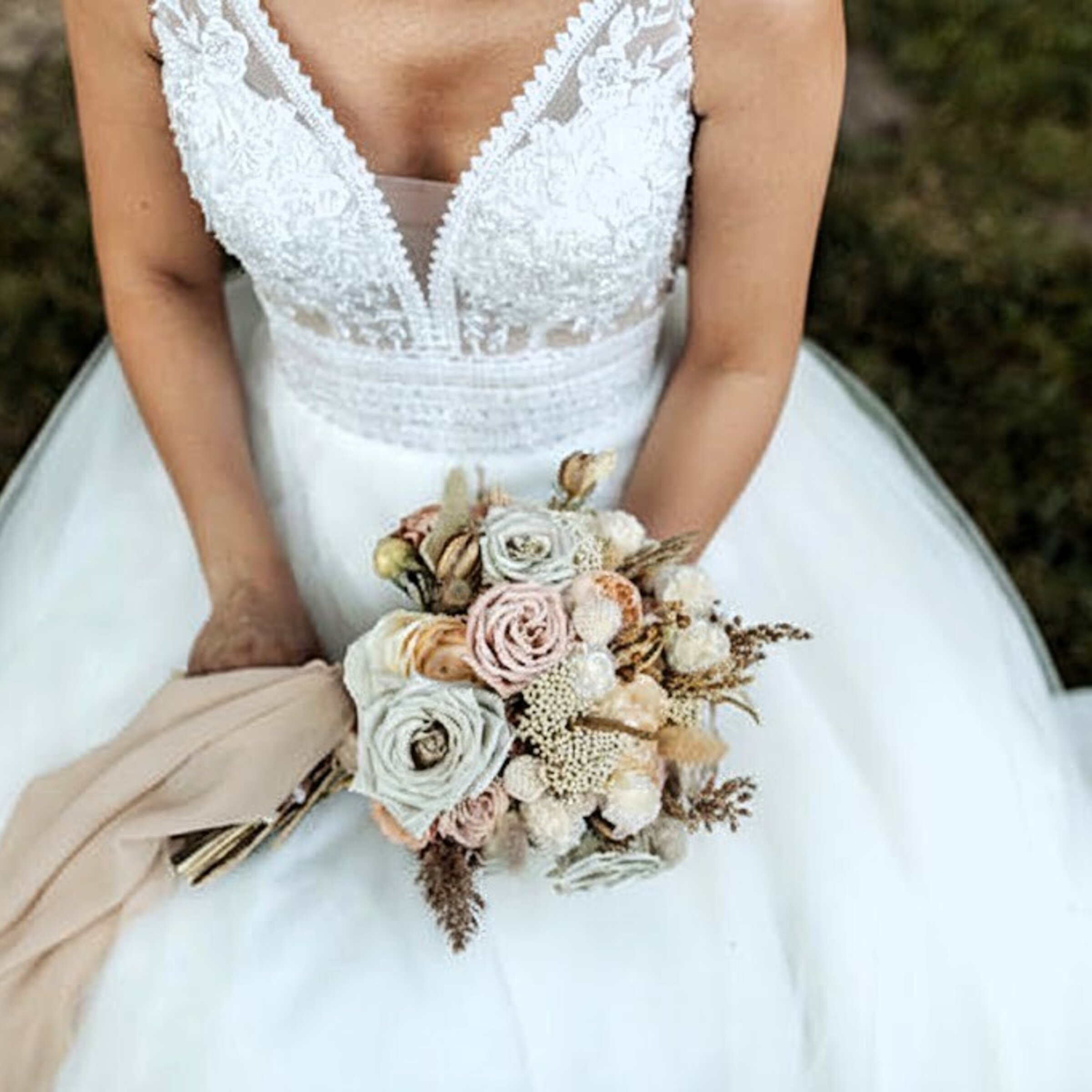Ramos de Novia de Flores Preservadas, Secas y de Tela.