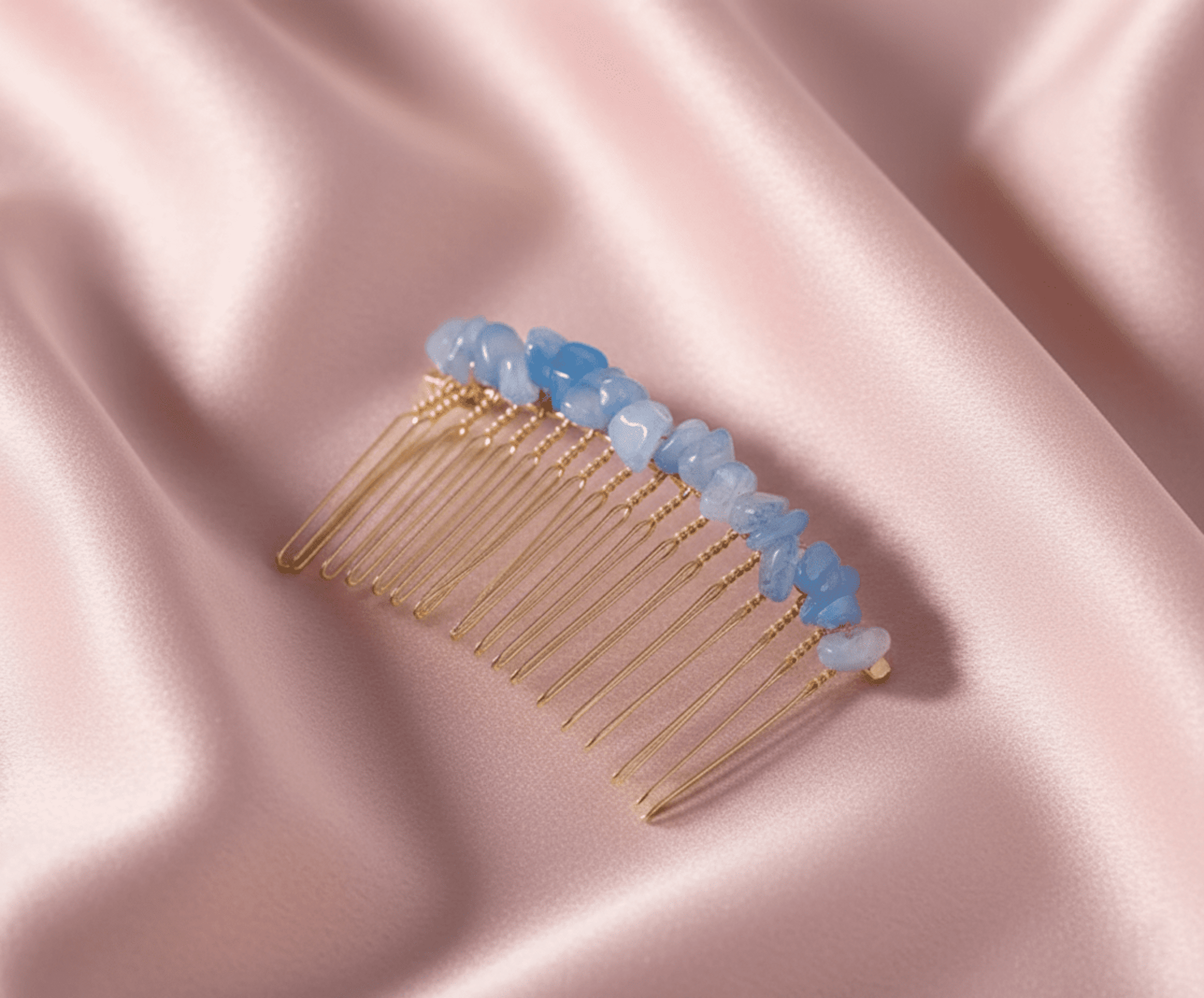 Peineta Dorelia Engarzada Hecha a Mano con Piedras de Cristal - 16