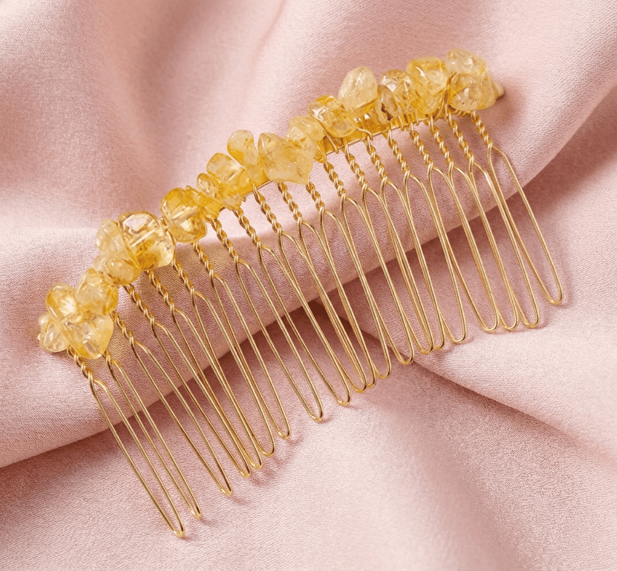 Peineta Dorelia Engarzada Hecha a Mano con Piedras de Cristal - 24