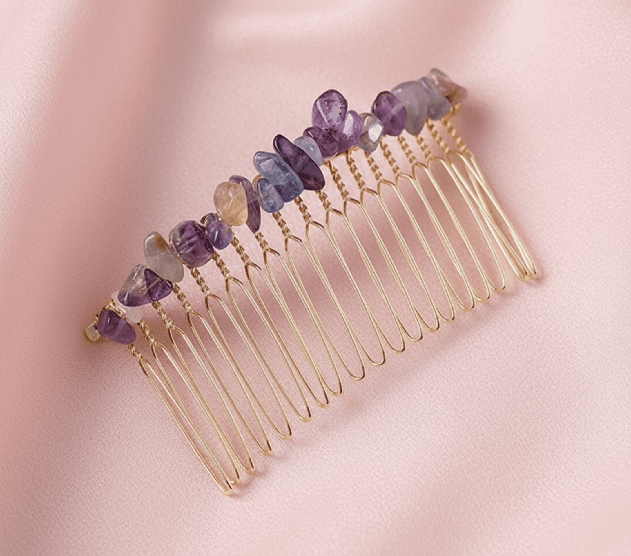 Peineta Dorelia Engarzada Hecha a Mano con Piedras de Cristal - 18