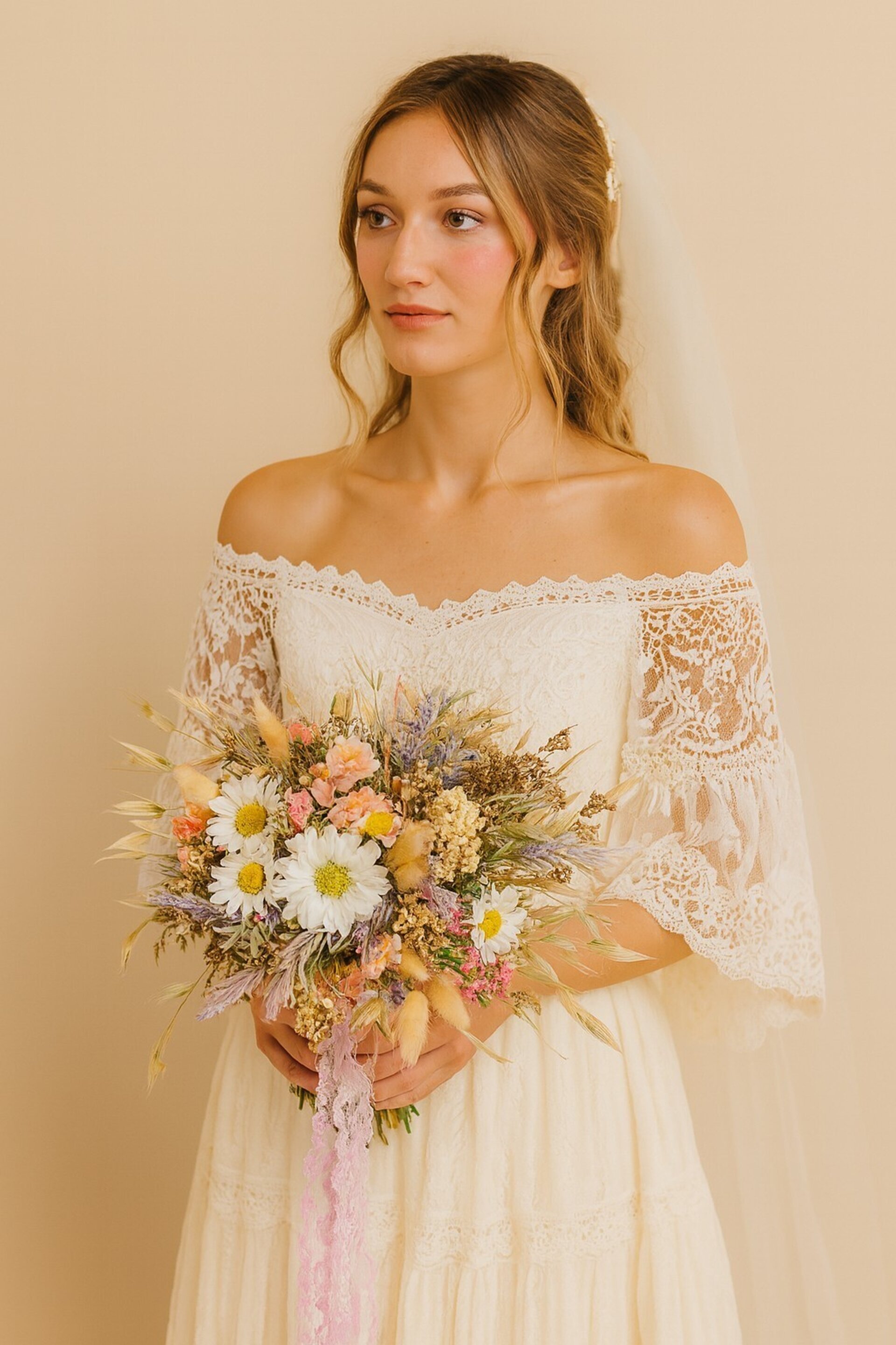 Ramo de Novia Campestre con Flores Primaverales - 6