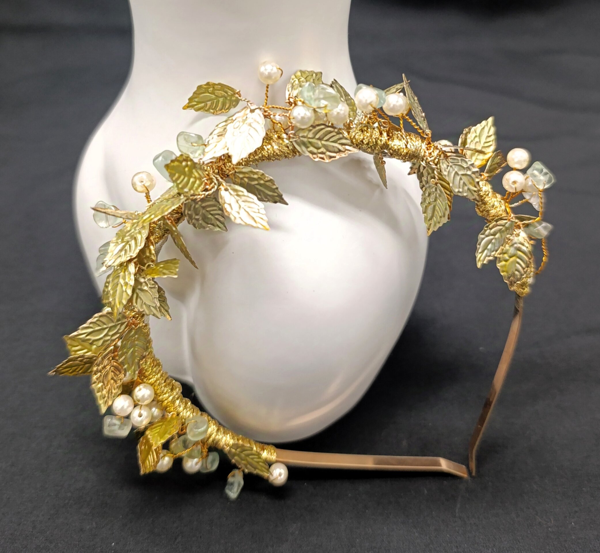 Diadema Tocado Evelyn Engarzada a Mano Metal - 6