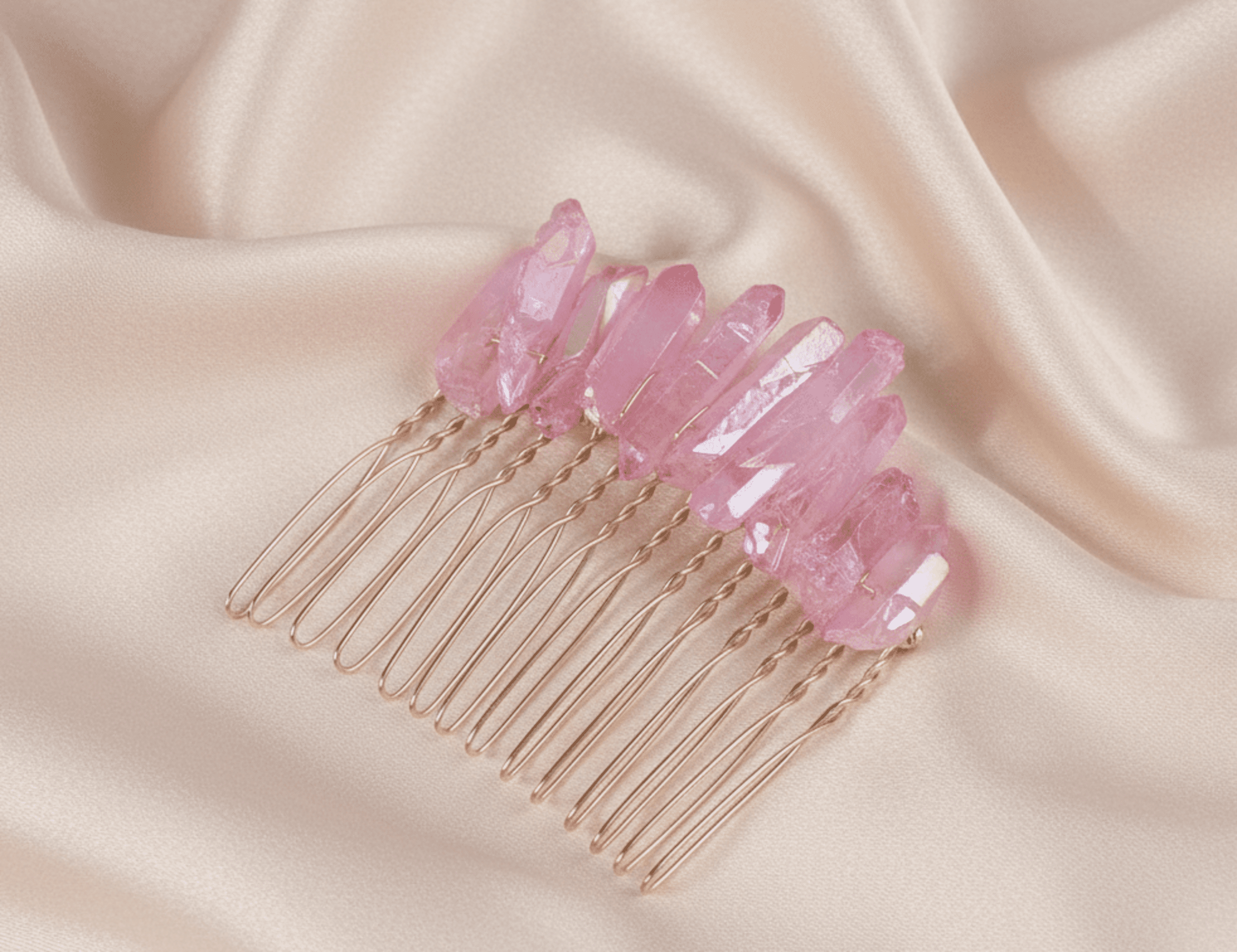 Peineta Dorelia Piedras de Cuarzo Engarzada Hecha a Mano - 6