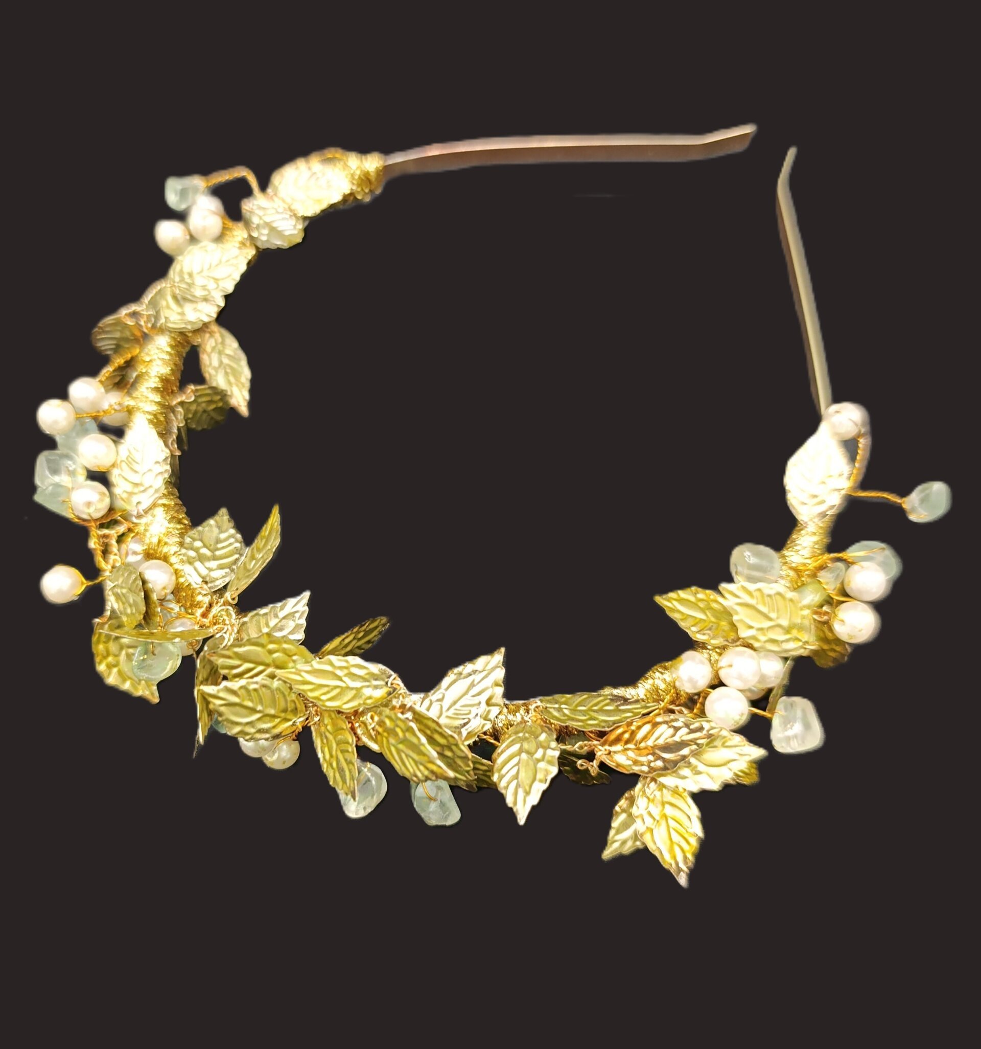 Diadema Tocado Evelyn Engarzada a Mano Metal - 4