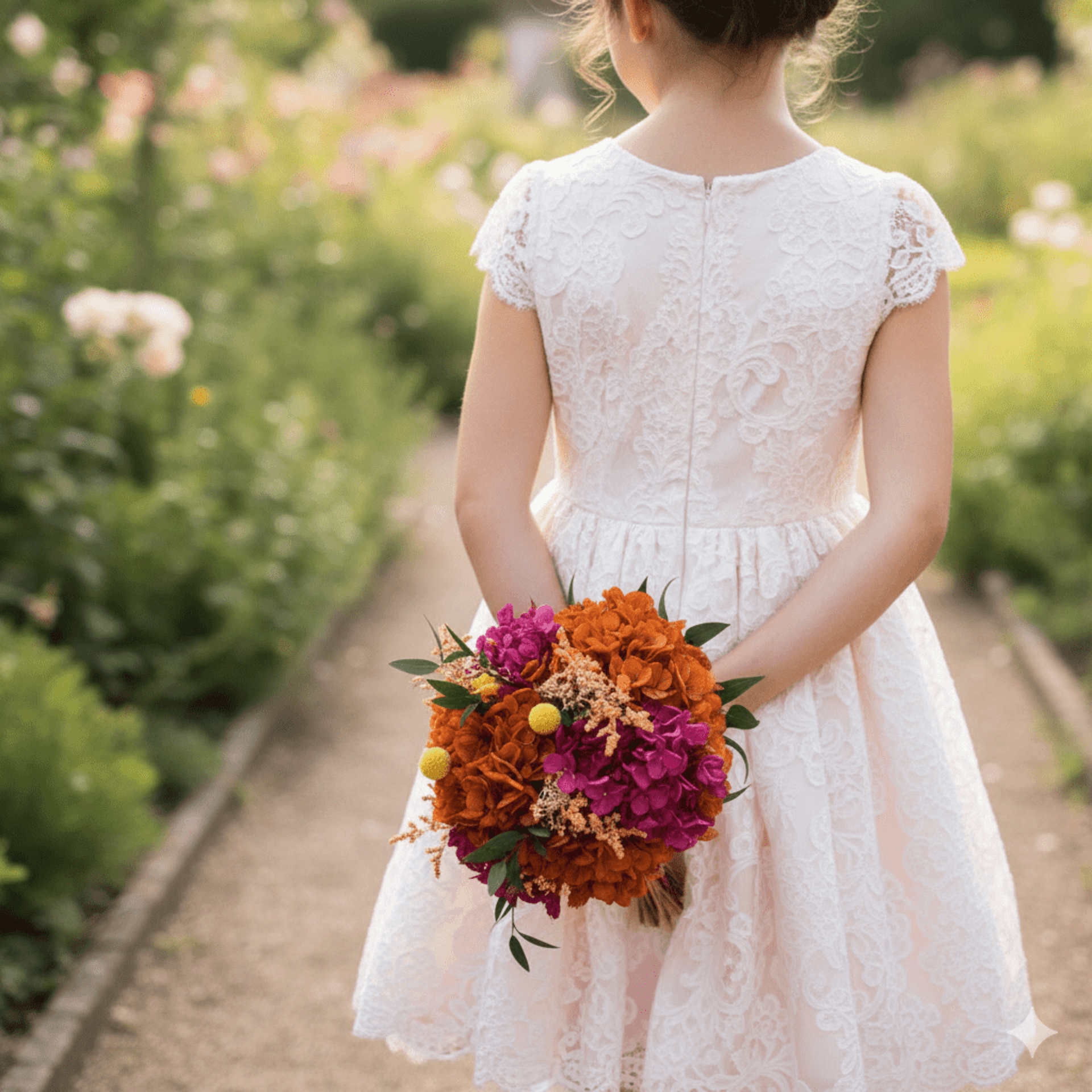 Ramo de novia de Flores Preservadas color Magenta y Naranja - 4