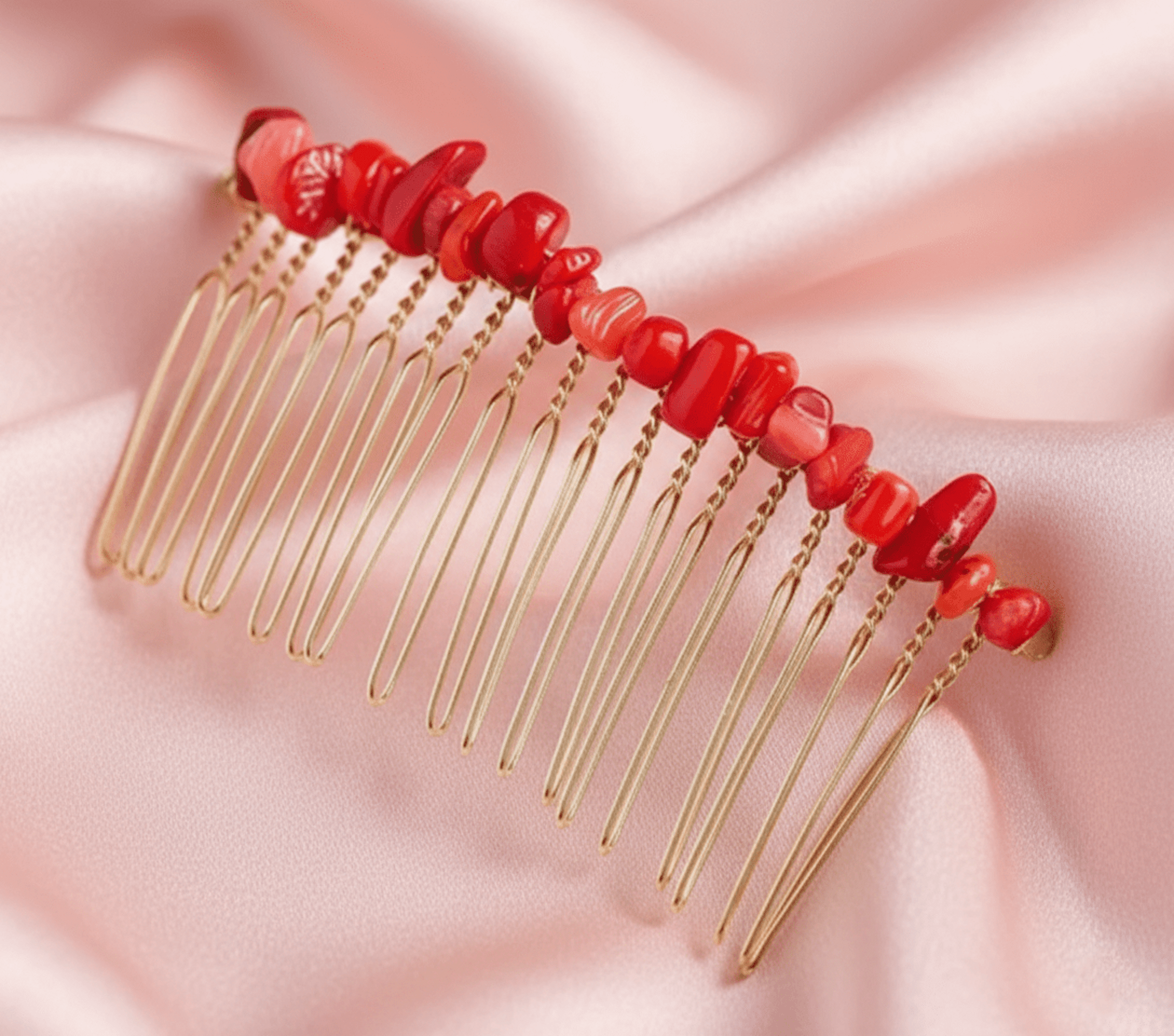 Peineta Dorelia Engarzada Hecha a Mano con Piedras de Cristal - 15