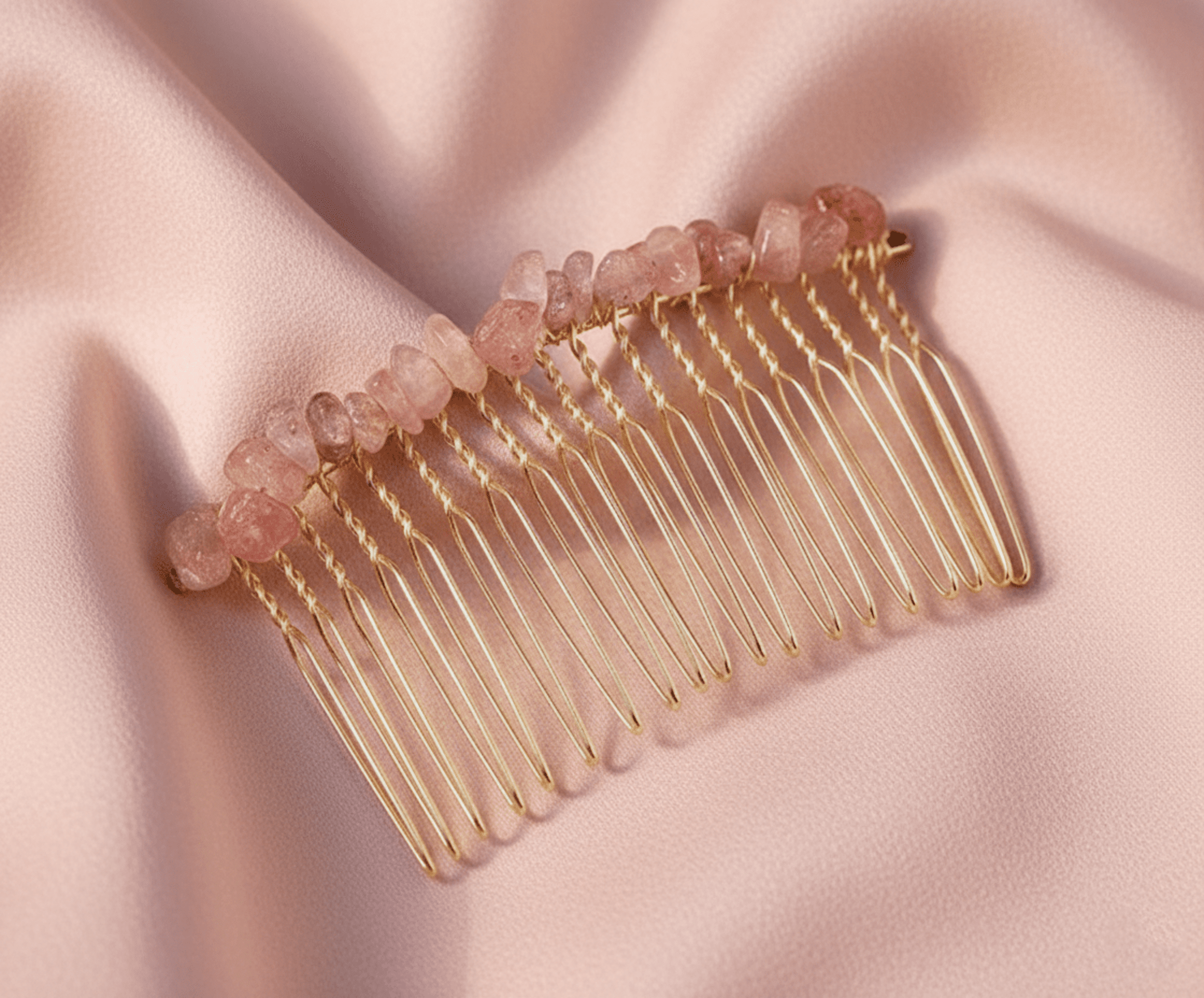 Peineta Dorelia Engarzada Hecha a Mano con Piedras de Cristal - 20